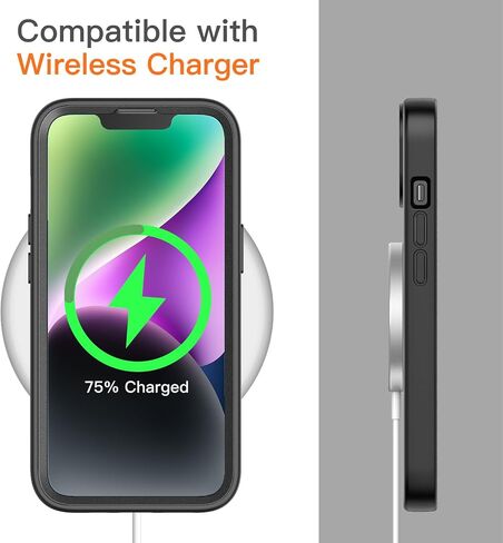 JETech Case for iPhone 14 Plus 6.7-Inch with Built-in Screen Protector Anti-Scratch, 360 Degree Full Body Rugged Phone Cover Clear Back (Black) in Saudi Arabia