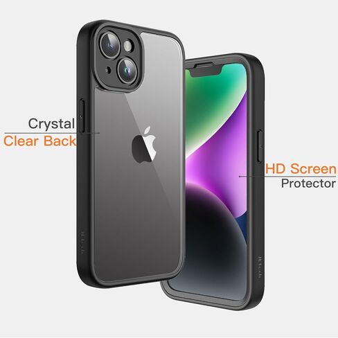 JETech Case for iPhone 14 Plus 6.7-Inch with Built-in Screen Protector Anti-Scratch, 360 Degree Full Body Rugged Phone Cover Clear Back (Black) in Saudi Arabia