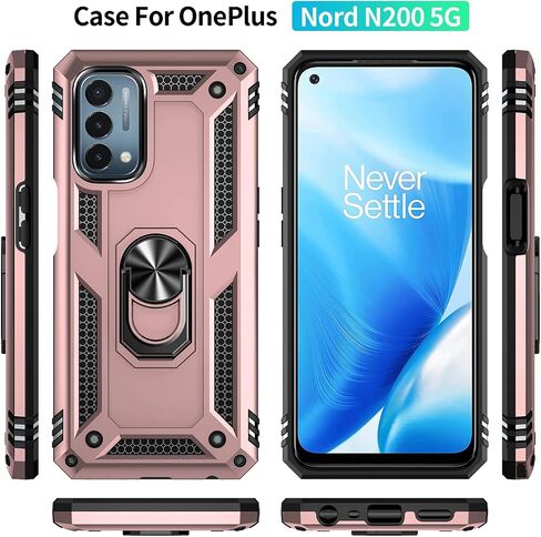 for OnePlus Nord N200 5G Case,with Screen Protector,[Military Grade] 16ft. Drop Tested Cover with Magnetic Kickstand Car Mount Protective Case for OnePlus Nord N200 5G, Blue in Kuwait