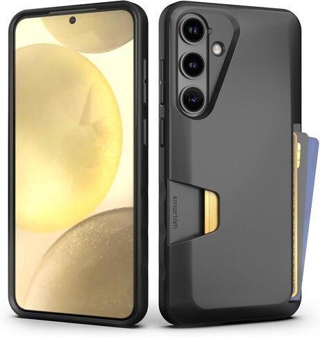 حافظة محفظة Smartish Galaxy S24 Plus - Wallet Slayer Vol. 1 [رفيع + واقي] حامل بطاقة الائتمان - غطاء فتحة بطاقة مخفية تم اختباره عند السقوط متوافق مع هاتف Samsung Galaxy S24+ - Black Tie Affair in Kuwait