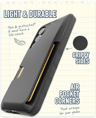 حافظة محفظة Smartish Galaxy S24 Plus - Wallet Slayer Vol. 1 [رفيع + واقي] حامل بطاقة الائتمان - غطاء فتحة بطاقة مخفية تم اختباره عند السقوط متوافق مع هاتف Samsung Galaxy S24+ - Black Tie Affair in Kuwait