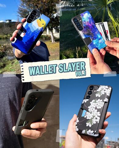 حافظة محفظة Smartish Galaxy S24 Plus - Wallet Slayer Vol. 1 [رفيع + واقي] حامل بطاقة الائتمان - غطاء فتحة بطاقة مخفية تم اختباره عند السقوط متوافق مع هاتف Samsung Galaxy S24+ - Black Tie Affair in Kuwait