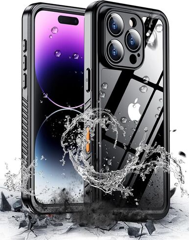 Hualele for iPhone 16 Pro Max Case Waterproof, [12FT Military-Grade Drop Protection] [IP68 Water Resistance] Full Body Heavy Duty Rugged 360 Protective iPhone 16 Pro Max Case 6.9 Inch Black in Saudi Arabia