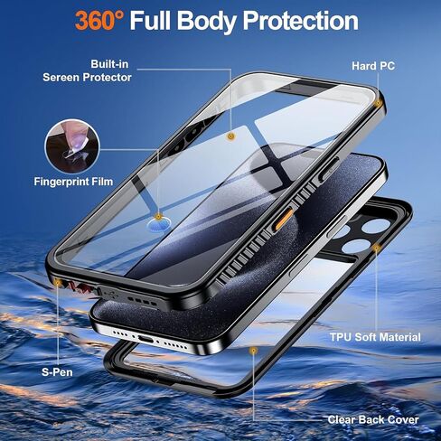 Hualele for iPhone 16 Pro Max Case Waterproof, [12FT Military-Grade Drop Protection] [IP68 Water Resistance] Full Body Heavy Duty Rugged 360 Protective iPhone 16 Pro Max Case 6.9 Inch Black in Saudi Arabia