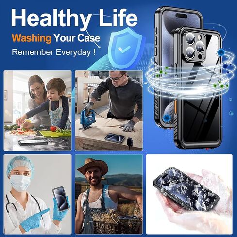 Hualele for iPhone 16 Pro Max Case Waterproof, [12FT Military-Grade Drop Protection] [IP68 Water Resistance] Full Body Heavy Duty Rugged 360 Protective iPhone 16 Pro Max Case 6.9 Inch Black in Saudi Arabia
