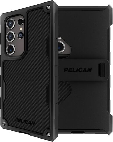 Pelican Voyager - حافظة Samsung Galaxy S24 Ultra [6.8 بوصات] [حماية من السقوط بطول 18 قدمًا MIL-STD] [شحن لاسلكي] قطعتان (غطاء عالي التحمل وحامل بمشبك حزام) لهاتف Samsung Galaxy S24 فائق الوضوح in Kuwait