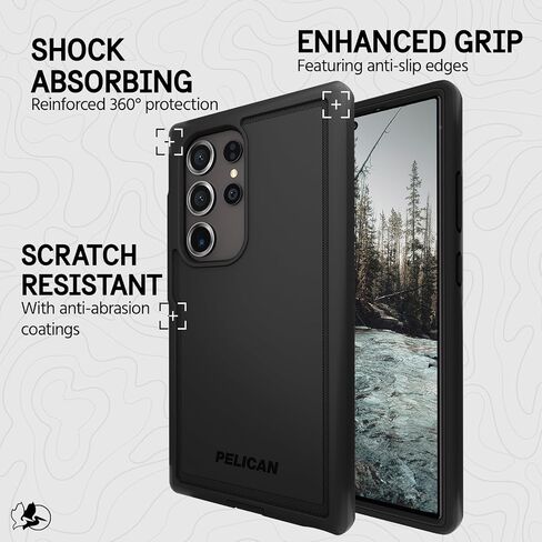 Pelican Voyager - Samsung Galaxy S24 Ultra Case [6.8"] [18ft MIL-STD Drop Protection] [Wireless Charging] 2 Piece (Heavy Duty Cover and Belt Clip Holster Stand) Case for Samsung Galaxy S24 Ultra-Clear in Saudi Arabia