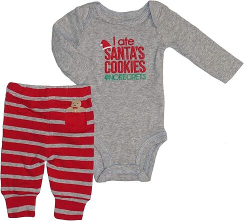 Just One You Baby Boys' Santa's Cookies 2pc Set Made by Carter's Red in Saudi Arabia