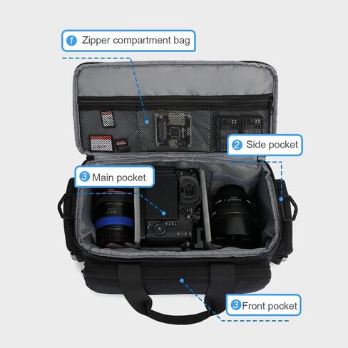 حافظة كاميرا Andoer، حقيبة واحدة مقاومة للماء والصدمات DSLR/SLR للكاميرا بدون مرآة مع فواصل قابلة للإزالة وحزام كتف in Saudi Arabia