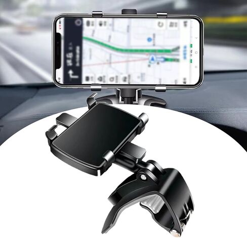 حامل هاتف للسيارة قطعة واحدة، حامل هاتف متعدد الوظائف يدور 360 درجة وقابل للتعديل على لوحة قيادة السيارة، ملحقات مشبك زنبركي للهواتف الذكية المتينة المقاومة للماء للمنزل والشاحنات وسيارات الدفع الرباعي (أسود) in Kuwait