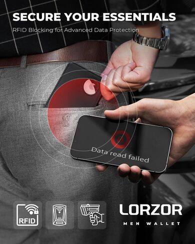 محافظ جيب أمامية بسيطة للرجال، محفظة حجب RFID رفيعة ثنائية الطي - جلد محبب بالكامل مع هدية مشبك نقود in Kuwait