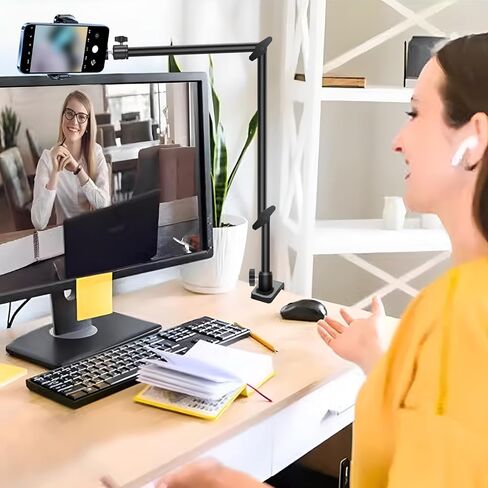 Webcam Stand Camera Mount with Phone Holder,Overhead Camera Mount Desk Stand,C Stand with Boom Arm Tabletop Photography Videography Live Stream Table clamp Mount (Type1) in Saudi Arabia