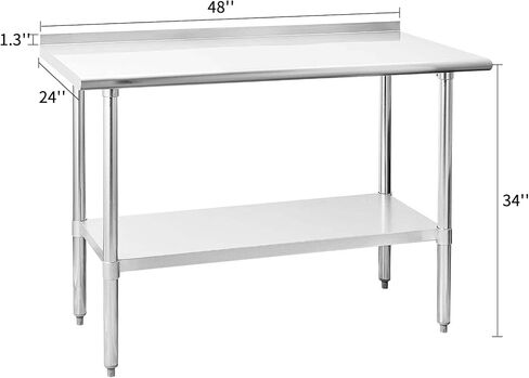 YBLFDY Stainless Steel Table with Wheels 36x24 Inches, NSF Stainless Steel Prep Table for Kitchen, Stainless Steel Work Table for Garage Workshop and Hotel in Saudi Arabia