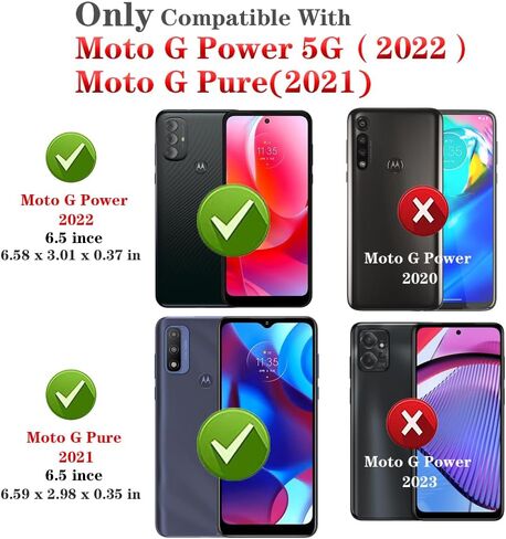 for Moto G Pure Phone Case, Moto G Power 2022 Case with HD Screen Protector, Military Grade Protective Cases with Ring for Moto G Pure (Red) in Saudi Arabia