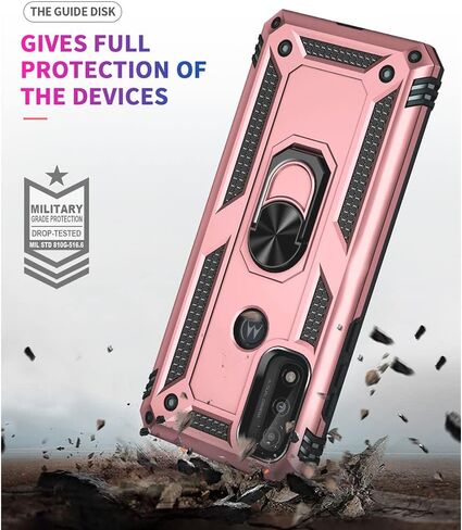 for Moto G Pure Phone Case, Moto G Power 2022 Case with HD Screen Protector, Military Grade Protective Cases with Ring for Moto G Pure (Red) in Saudi Arabia