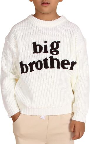 Big Brother Sweater Toddler Boy Letter Embroidery Knit Sweater Baby Crewneck Knitted Sweatshirt Fall Winter Warm Top in Kuwait