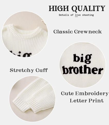 Big Brother Sweater Toddler Boy Letter Embroidery Knit Sweater Baby Crewneck Knitted Sweatshirt Fall Winter Warm Top in Kuwait