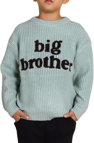 Big Brother Sweater Toddler Boy Letter Embroidery Knit Sweater Baby Crewneck Knitted Sweatshirt Fall Winter Warm Top in Kuwait