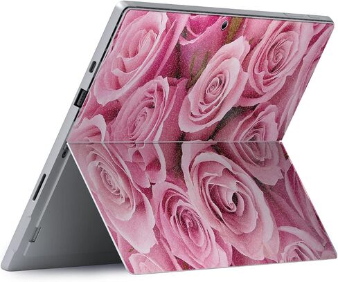 MightySkins Glossy Glitter Skin Compatible with Microsoft Surface Pro 8 - Pink Roses | Protective Durable High-Gloss Glitter Finish | Easy to Apply, Remove and Change Style | Made in The USA in Saudi Arabia