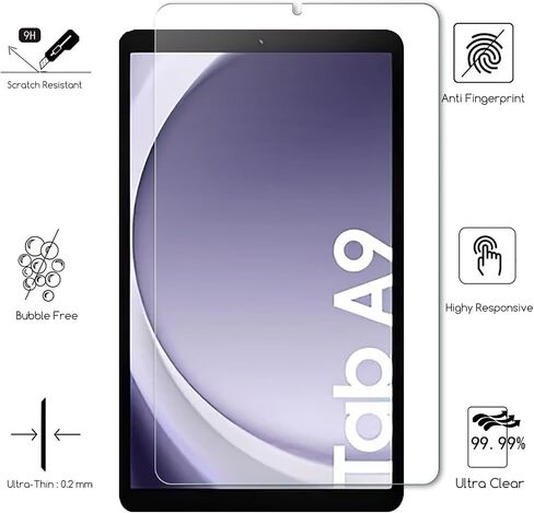 KEANBOLL عبوتان مصممتان لجهاز Samsung Galaxy Tab A9 8.7 بوصة واقي شاشة من الزجاج المقوى، (8.7 بوصة، SM-X110 / SM-115)، فائق الوضوح، صلابة 9H، مقاوم للخدش in Saudi Arabia