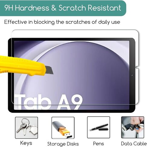 KEANBOLL عبوتان مصممتان لجهاز Samsung Galaxy Tab A9 8.7 بوصة واقي شاشة من الزجاج المقوى، (8.7 بوصة، SM-X110 / SM-115)، فائق الوضوح، صلابة 9H، مقاوم للخدش in Saudi Arabia