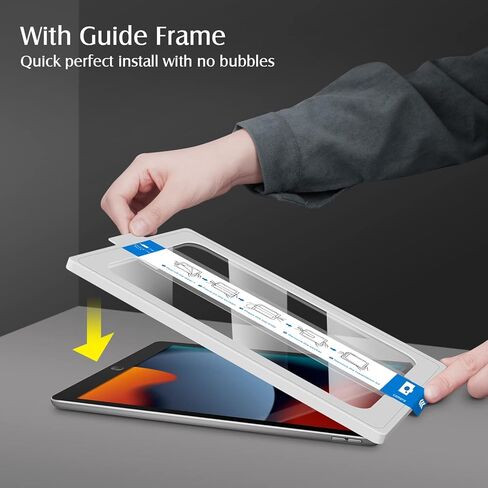 auaua Screen Protector for iPad 9th/8th/7th Generation (10.2 inch), iPad Air 3rd Gen(10.5 inch), iPad Pro 10.5, with Auto Alignment Kit, 9H Hardness Tempered Glass with Guide Frame in Kuwait