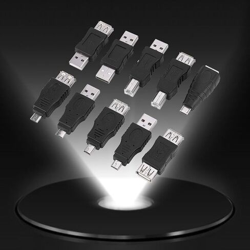 طقم مهايئ USB 40 قطعة، نوع طقم مهايئ USB للتوصيل، محول مغير صغير، موصلات محول USB ذكر إلى أنثى Micro USB متوافق مع USB1.1/1.0 in Kuwait