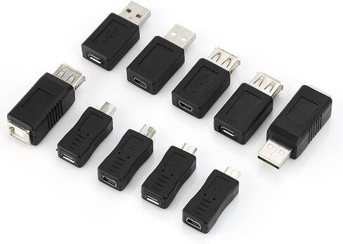 طقم مهايئ USB 40 قطعة، نوع طقم مهايئ USB للتوصيل، محول مغير صغير، موصلات محول USB ذكر إلى أنثى Micro USB متوافق مع USB1.1/1.0 in Kuwait
