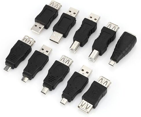 طقم مهايئ USB 40 قطعة، نوع طقم مهايئ USB للتوصيل، محول مغير صغير، موصلات محول USB ذكر إلى أنثى Micro USB متوافق مع USB1.1/1.0 in Kuwait
