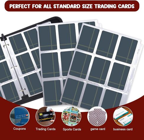 Football Card Binder 900 Pocket Trading Card Binder 9 Pockets with 50 Removable Sleeves Sports Card Binder with Zipper Baseball Card Binder for Trading Card Football Card and Standard Size Card in Saudi Arabia
