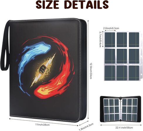 Football Card Binder 900 Pocket Trading Card Binder 9 Pockets with 50 Removable Sleeves Sports Card Binder with Zipper Baseball Card Binder for Trading Card Football Card and Standard Size Card in Saudi Arabia