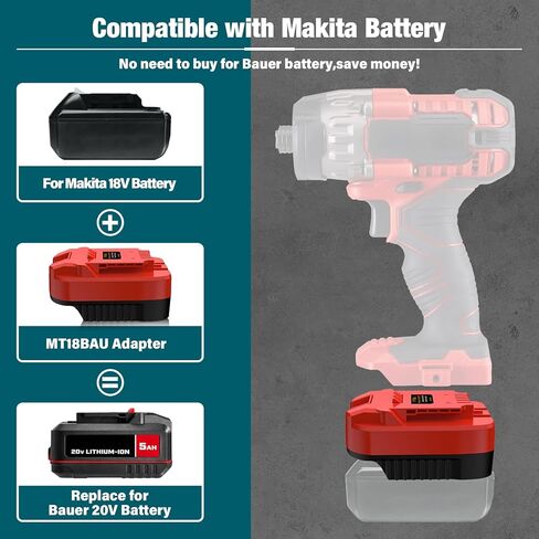 استخدام المحول لأدوات Bauer 20v MAX اللاسلكية، متوافق مع بطاريات ليثيوم ماكيتا 18V مناسبة لأدوات Bauer 20v MAX اللاسلكية in Kuwait