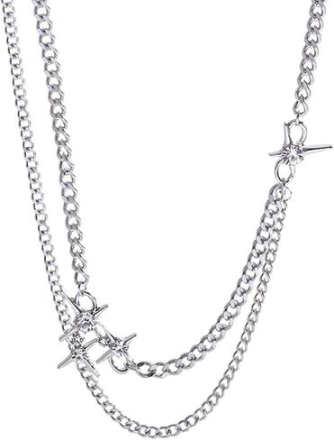 قلادة غير منتظمة للنساء Y2k كروس ستار شرابة قلادة مجوهرات عصرية هدية 17.12 بوصة in Kuwait