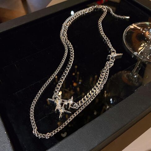 قلادة غير منتظمة للنساء Y2k كروس ستار شرابة قلادة مجوهرات عصرية هدية 17.12 بوصة in Kuwait