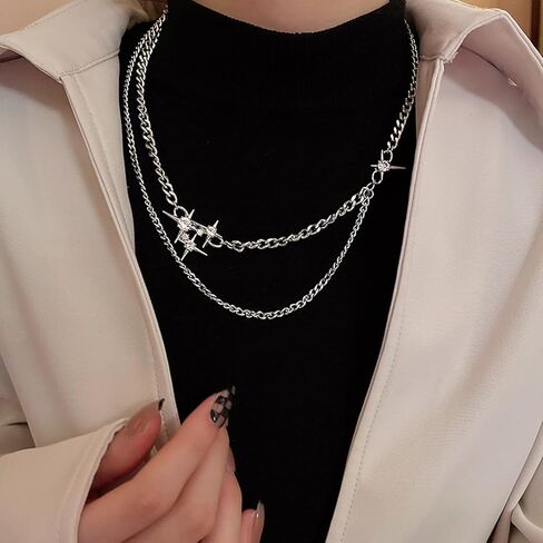 قلادة غير منتظمة للنساء Y2k كروس ستار شرابة قلادة مجوهرات عصرية هدية 17.12 بوصة in Kuwait