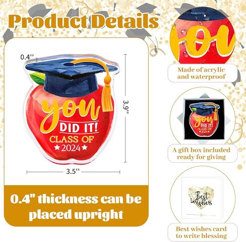 PETCEE You Did It هدايا التخرج لها، باقة زهور التخرج، وزن الورق، هدية تذكارية للتخرج للنساء والرجال وكبار السن، قطعة مركزية لطاولة التخرج للمدرسة الثانوية والكلية والأولاد والبنات in Kuwait