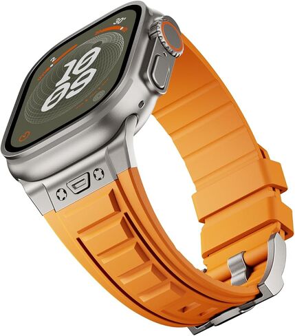 Sports Rugged Silicone Rubber Band for Apple Watch Ultra 2 Band 49mm 45mm 44mm 42mm,Durable Metal Connector with Butterfly Buckle Band, Compatible for iWatch Ultra Series 9 8 7 6 5 4 3 2 1 SE in Saudi Arabia
