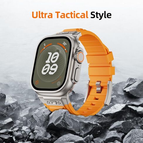 Sports Rugged Silicone Rubber Band for Apple Watch Ultra 2 Band 49mm 45mm 44mm 42mm,Durable Metal Connector with Butterfly Buckle Band, Compatible for iWatch Ultra Series 9 8 7 6 5 4 3 2 1 SE in Saudi Arabia