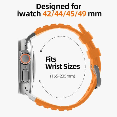 Sports Rugged Silicone Rubber Band for Apple Watch Ultra 2 Band 49mm 45mm 44mm 42mm,Durable Metal Connector with Butterfly Buckle Band, Compatible for iWatch Ultra Series 9 8 7 6 5 4 3 2 1 SE in Saudi Arabia