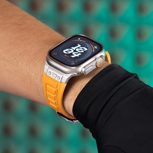 Sports Rugged Silicone Rubber Band for Apple Watch Ultra 2 Band 49mm 45mm 44mm 42mm,Durable Metal Connector with Butterfly Buckle Band, Compatible for iWatch Ultra Series 9 8 7 6 5 4 3 2 1 SE in Saudi Arabia