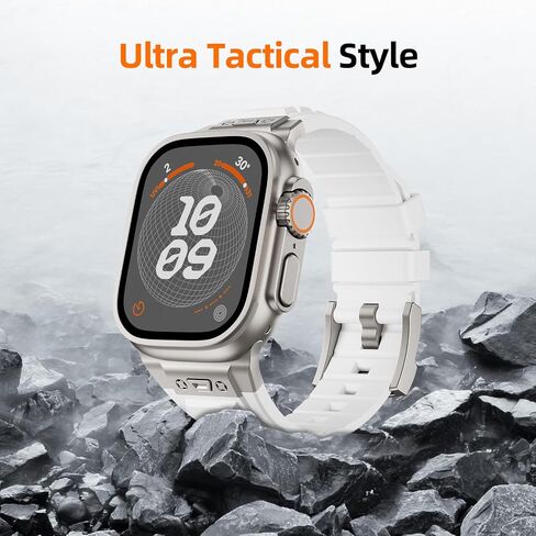 Sports Rugged Silicone Rubber Band for Apple Watch Ultra 2 Band 49mm 45mm 44mm 42mm,Durable Metal Connector with Butterfly Buckle Band, Compatible for iWatch Ultra Series 9 8 7 6 5 4 3 2 1 SE in Saudi Arabia