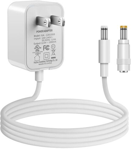 12V 1A Power Supply 100V~240V AC to DC Adapter 5.5 x 2.1mm & 2.5mm for 12volt 100mA 200mA 300mA 400mA 500mA 600mA 800mA 900mA 1000mA Equipment, 5ft Cord (White 2 Pack) in Saudi Arabia