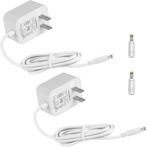 12V 1A Power Supply 100V~240V AC to DC Adapter 5.5 x 2.1mm & 2.5mm for 12volt 100mA 200mA 300mA 400mA 500mA 600mA 800mA 900mA 1000mA Equipment, 5ft Cord (White 2 Pack) in Saudi Arabia