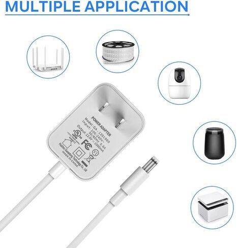 12V 1A Power Supply 100V~240V AC to DC Adapter 5.5 x 2.1mm & 2.5mm for 12volt 100mA 200mA 300mA 400mA 500mA 600mA 800mA 900mA 1000mA Equipment, 5ft Cord (White 2 Pack) in Saudi Arabia