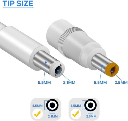 12V 1A Power Supply 100V~240V AC to DC Adapter 5.5 x 2.1mm & 2.5mm for 12volt 100mA 200mA 300mA 400mA 500mA 600mA 800mA 900mA 1000mA Equipment, 5ft Cord (White 2 Pack) in Saudi Arabia