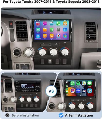 [8 CORE 4G+64G] Car Radio for Toyota Tundra 2007-2013 & Toyota Sequoia 2008-2018 with Wireless Carplay/Android Auto, 10.1 Inch Android 13 Car Stereo, Bluetooth, GPS, WiFi, SWC, Backup Camera in Kuwait