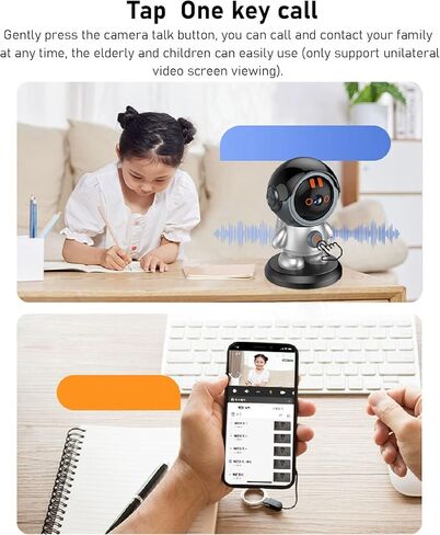 WiFi Robot Camera 1080P Motion Detection 2 Way Talk Rotatable Angle 6X Digital Zoom Type C HD NightIndoor Security Camera with Cool Appearance, Intelligent AI Detection in Saudi Arabia
