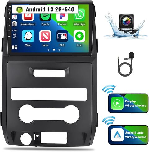 UNITOPSCI 2G+64G for Ford F150 F-150 2009-2012 راديو Android Car Stereo Wireless Apple CarPlay Android Auto Bluetooth GPS Navigation 9 بوصة HD شاشة تعمل باللمس HiFi FM/RDS WiFi SWC USB+AHD كاميرا احتياطية ميكروفون in Saudi Arabia