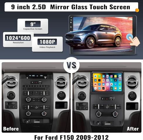 UNITOPSCI 2G+64G for Ford F150 F-150 2009-2012 راديو Android Car Stereo Wireless Apple CarPlay Android Auto Bluetooth GPS Navigation 9 بوصة HD شاشة تعمل باللمس HiFi FM/RDS WiFi SWC USB+AHD كاميرا احتياطية ميكروفون in Saudi Arabia
