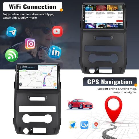 UNITOPSCI 2G+64G for Ford F150 F-150 2009-2012 راديو Android Car Stereo Wireless Apple CarPlay Android Auto Bluetooth GPS Navigation 9 بوصة HD شاشة تعمل باللمس HiFi FM/RDS WiFi SWC USB+AHD كاميرا احتياطية ميكروفون in Saudi Arabia